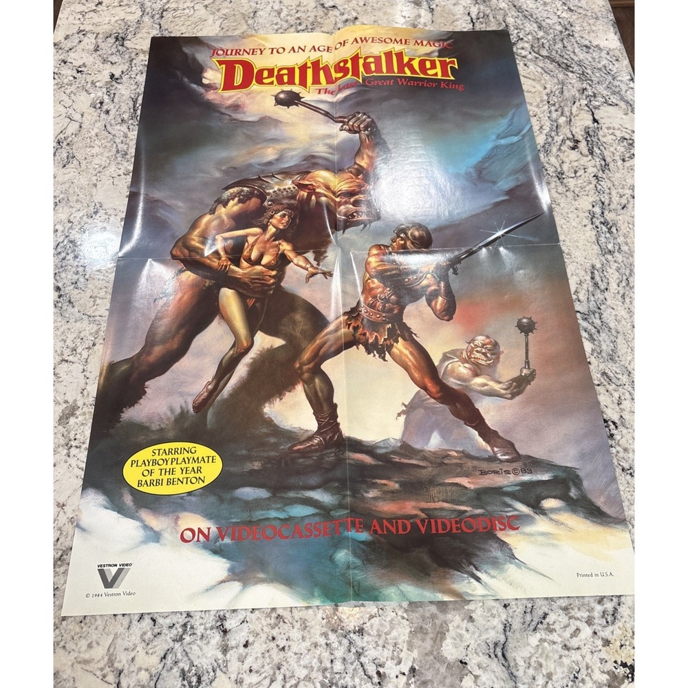 Deathstalker 1983 Video Store Promo Poster Fantasy Lightning VHS Playboy Benton